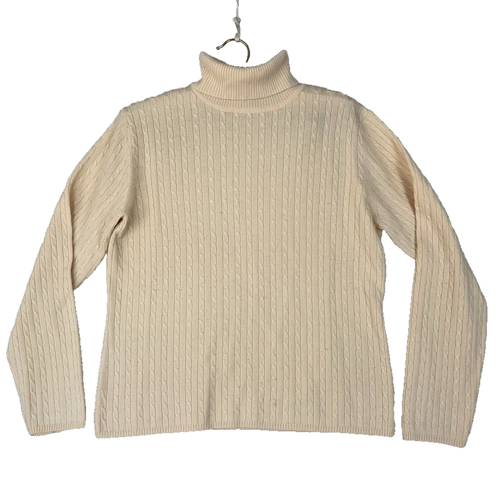 Brooks Brothers Turtleneck Sweater Cream Wool Cashmere Silk Blend Women's Size L